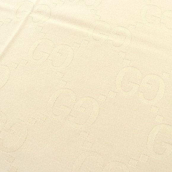 Gucci 795551 Wool Silk GG Jacquard Fringe Large Shawl Blanket Light Beige 135 - Picture 3 of 10